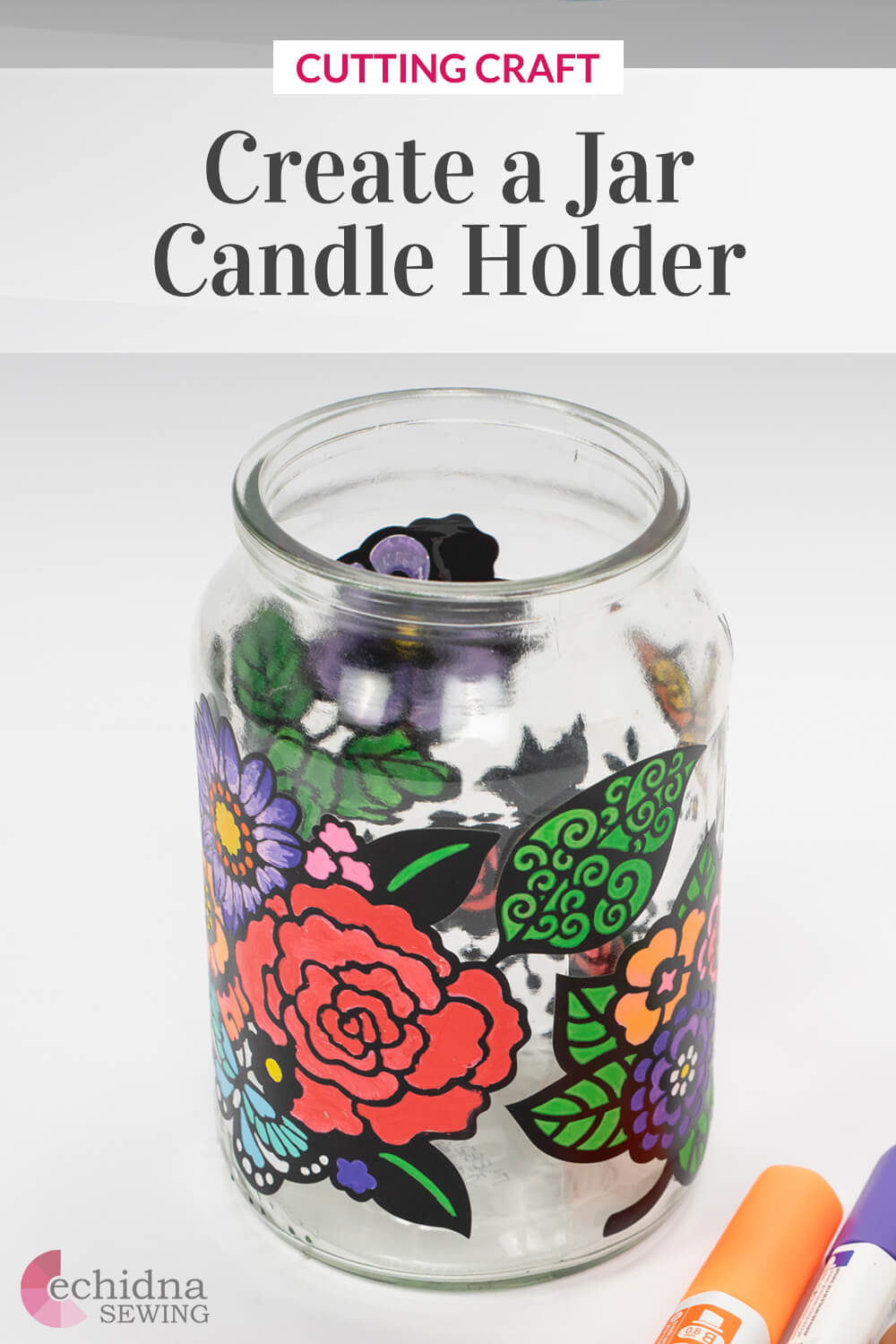 Create a decorated jar candle holder using Brother ScanNCut
